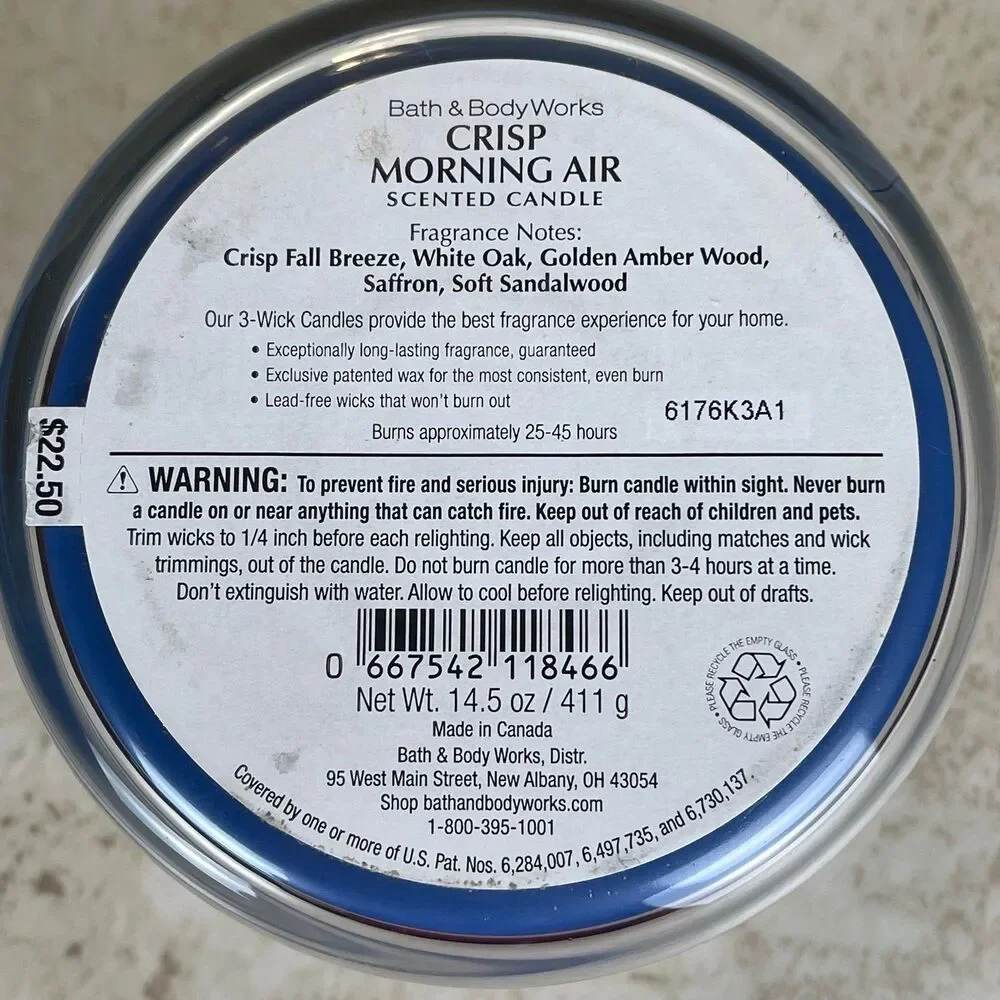 Bath & Body Works | Crisp Morning Air 3-Wick Candle - Picture 3 of 6